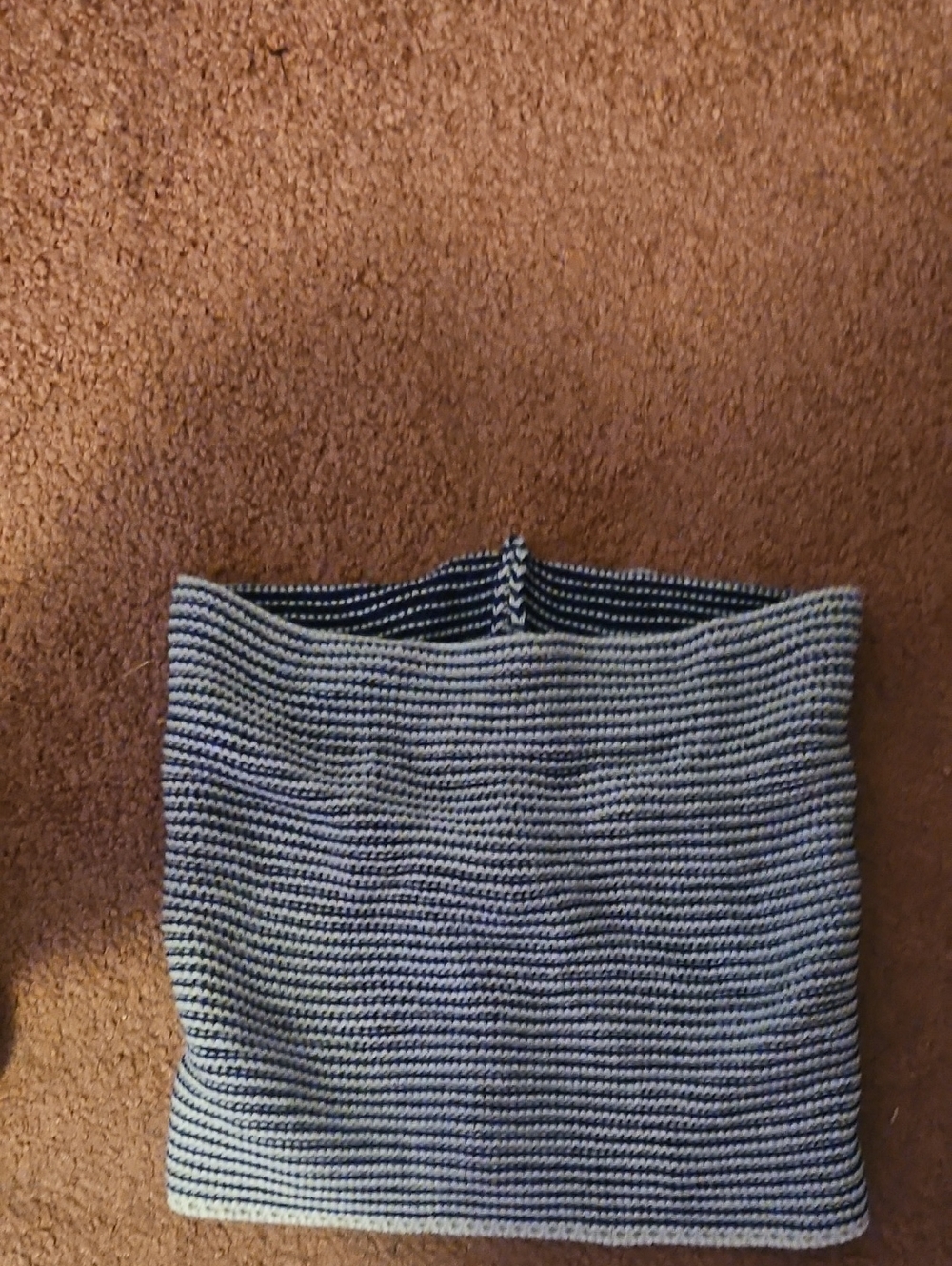 Striped Knit Tube Crop Top in Navy and White